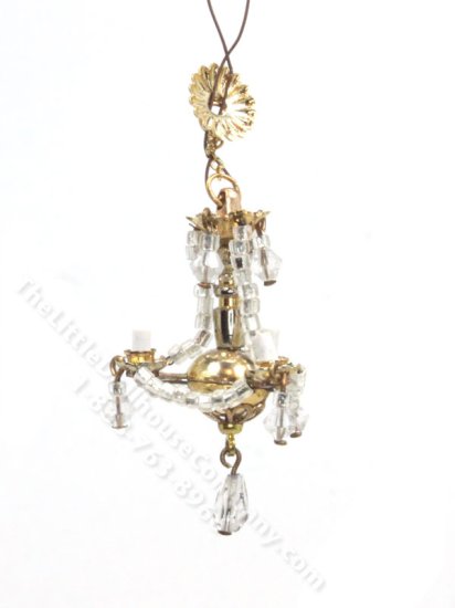 (image for) Miniature Brass and Bead Chandelier for Dollhouses