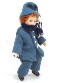 (image for) Red-head Boy Porcelain Doll in Blue Winter Outfit by Joy Parker