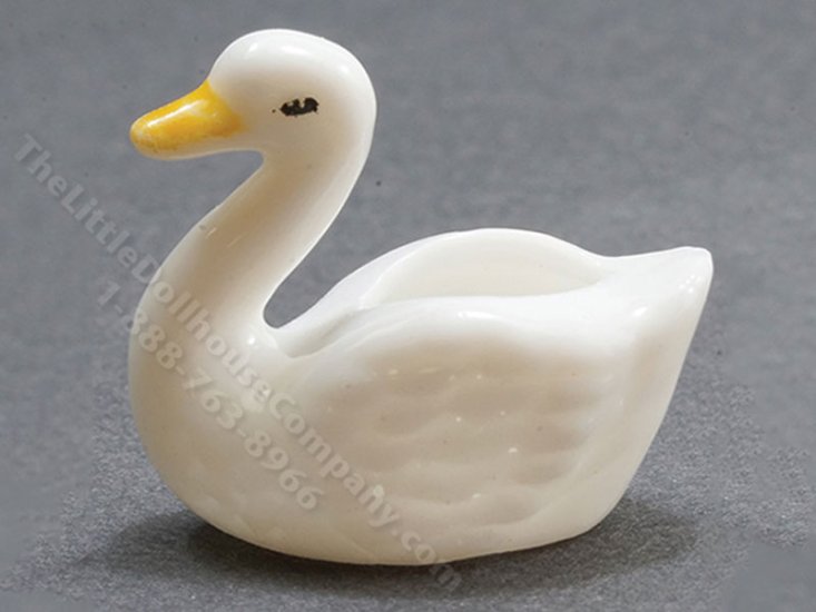 (image for) Miniature Glass Swan Planter for Dollhouses