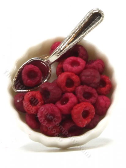 (image for) Miniature Raspberries in White Ceramic Dish