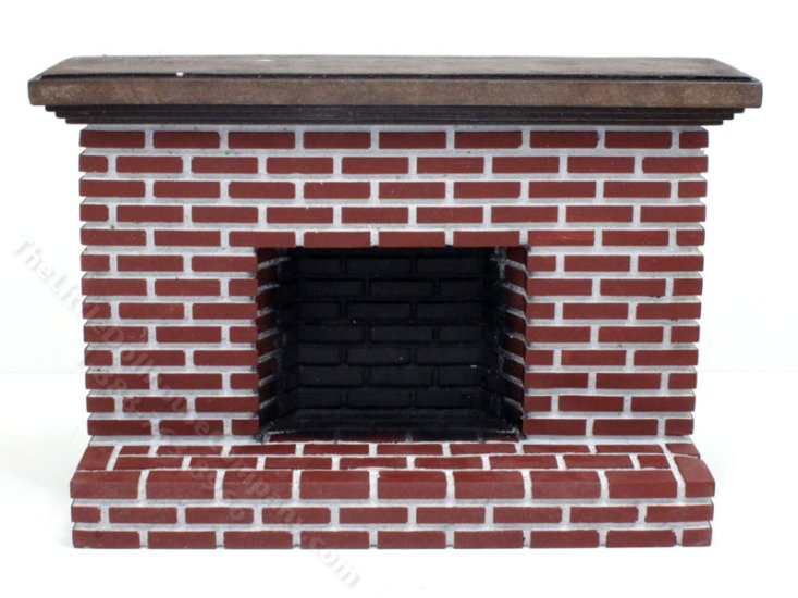 (image for) Large Red Brick Dollhouse Fireplace