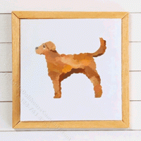 (image for) Miniature Square Painting of Golden Doodle Dog