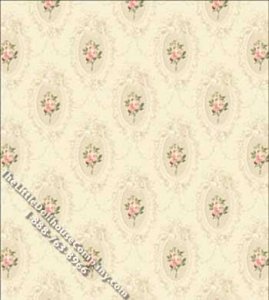 (image for) Camilla Pink on Ivory Pattern Miniature Wallpaper for Dollhouses