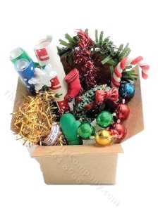 (image for) Miniature Box of Christmas Decorations for Dollhouses