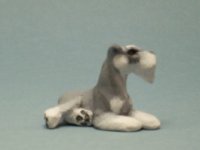 (image for) Dollhouse Scale Laying Miniature Schnauzer by Karl Blindheim