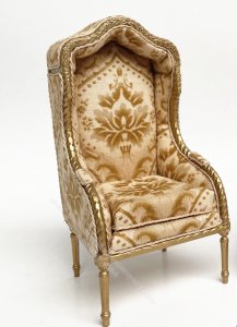 (image for) Miniature Gold Upholstered Porter Chair for Dollhouses