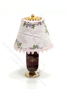 (image for) Miniature Pink Glass Lamp for Dollhouses