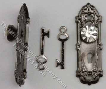 (image for) Pewter Crystal Opryland Handle for Dollhouse Scale (2pc/pkg.)