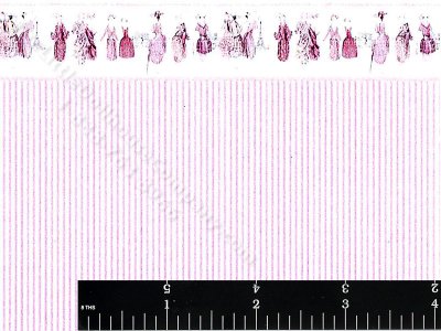 (image for) Dollhouse Scale Model Pink Stripe Wallpaper w Border