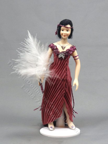 (image for) Miniature Handcrafted Vintage Flapper Woman in Long Dress