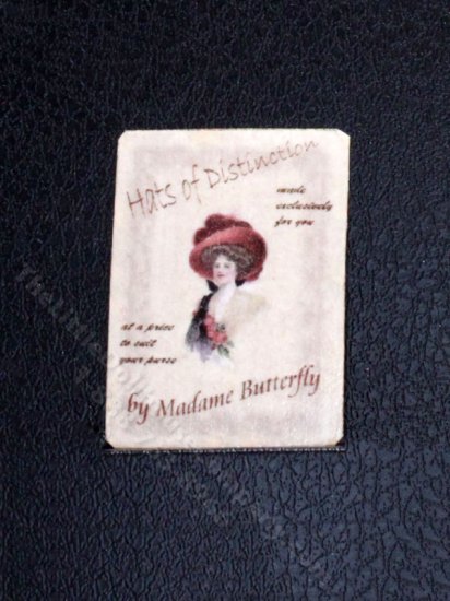 (image for) Miniature Metal Hat Shop Ad Sign for Dollhouses