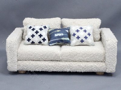 (image for) Miniature Beige Fleece Sofa for Dollhouses