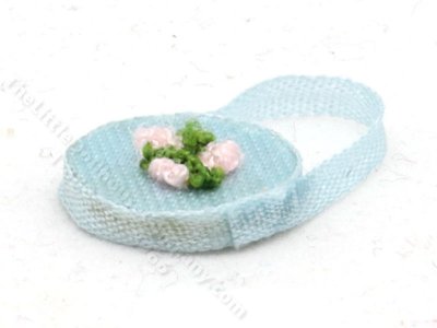 (image for) Miniature Floral Embroidered Blue Handbag