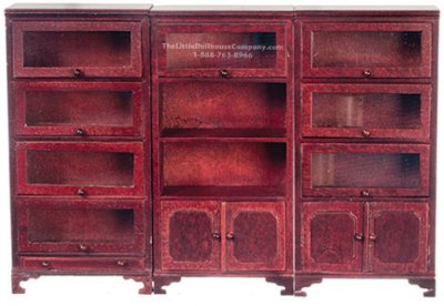 (image for) Miniature Mahogany Lawyer Bookcases For Dollhouses