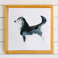 (image for) Miniature Square Painting of Husky Dog