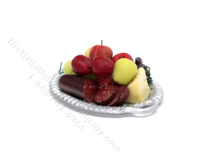 (image for) Miniature Platter of Fruit, Meat, and Cheese for Dollhouses