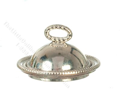 (image for) Miniature Silver Covered Tray for Dollhouses