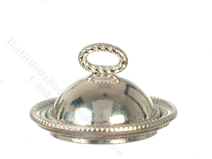 (image for) Miniature Silver Covered Tray for Dollhouses