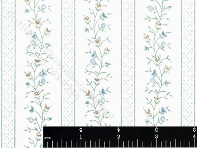 (image for) Blue Vine Stripe Miniature Wallpaper for Dollhouses
