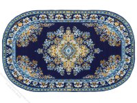 (image for) Dollhouse Scale Model Oval Bue & Gold Rug