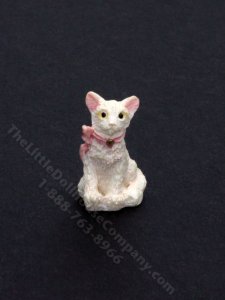 (image for) Dollhouse Scale Model White Cat with Bow