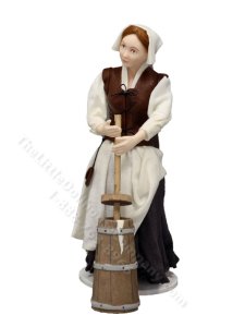 (image for) Miniature Handcrafted Butter Churning Girl Doll