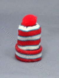 (image for) Miniature Red and White Striped Toque for Dollhouses