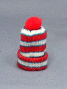 (image for) Miniature Red and White Striped Toque for Dollhouses