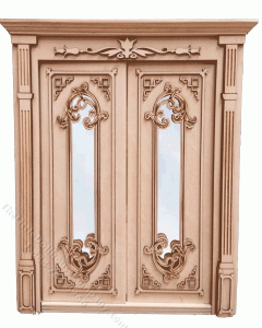 (image for) Miniature Unfinished Vivian Classic 2 Panel Carved French Door