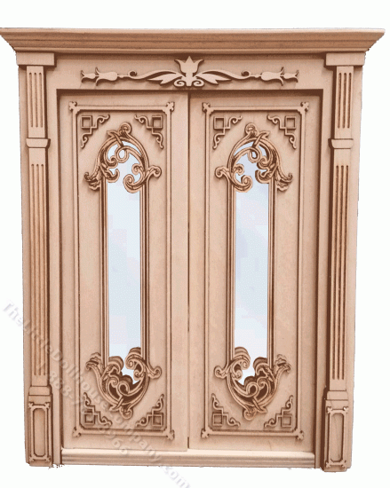 (image for) Miniature Unfinished Vivian Classic 2 Panel Carved French Door