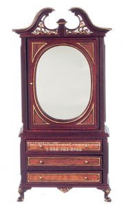 (image for) Miniature Mahogany Harding Armoire For Dollhouses