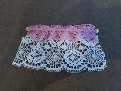 (image for) Dollhouse Miniature White and Pink Lace Curtain