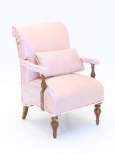 (image for) Miniature Pink Oxford Easy Chair c1850 for Dollhouses
