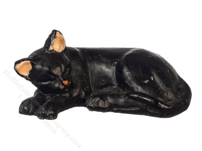 (image for) Miniature Sleeping Black Cat for Dollhouses