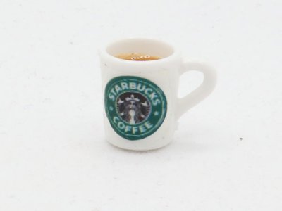 (image for) Miniature Starbucks Filled Coffee Mug with Logo for Dollhouses