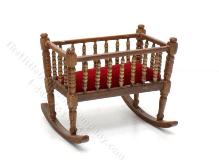 (image for) Vintage Miniature Walnut Cradle for Dollhouses