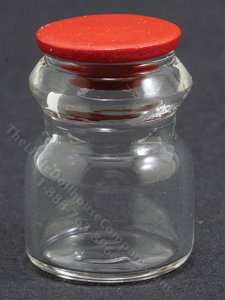 (image for) Miniature Glass Jar with Red Lid for Dollhouses