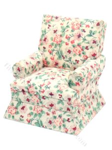 (image for) Miniature Floral Armchair for Dollhouses