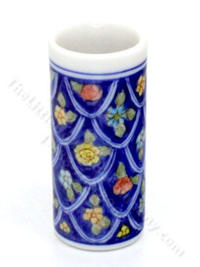 (image for) Miniature Blue Floral Umbrella Stand for Dollhouses