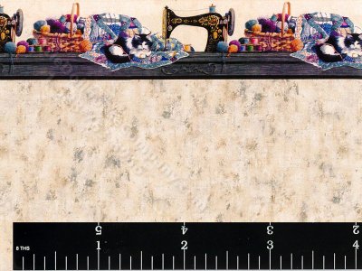 (image for) Dollhouse Scale Model Wallpaper Sewing Machine and Cat