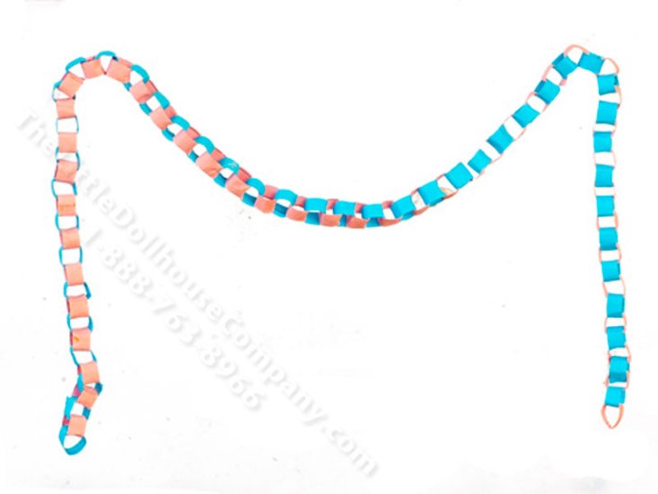 (image for) Miniature Pink/Blue Paper Party Chain for Dollhouses