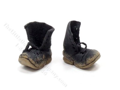 (image for) Miniature Muddy Black Boots for Dollhouses