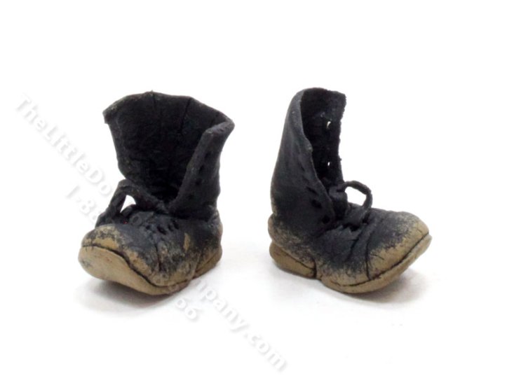 (image for) Miniature Muddy Black Boots for Dollhouses