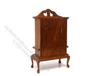 (image for) Vintage Miniature Walnut China Hutch for Dollhouses
