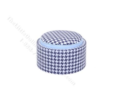 (image for) Miniature Round Houndstooth Storage Ottoman by PRD Miniatures