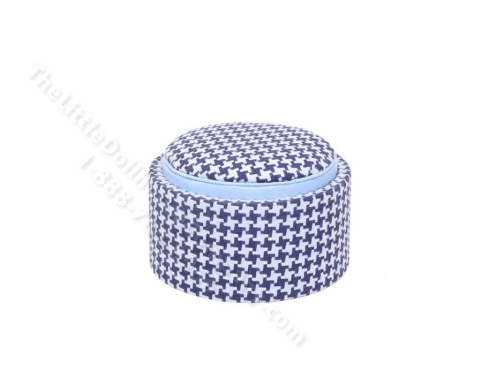 (image for) Miniature Round Houndstooth Storage Ottoman by PRD Miniatures