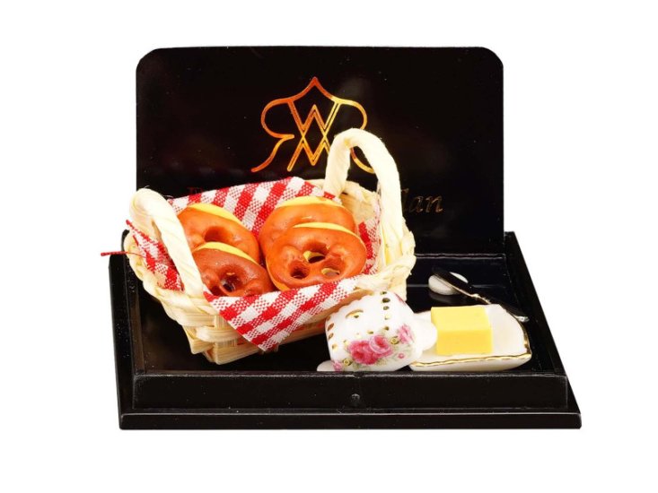 (image for) Dollhouse Scale Breakfast basket with Pretzels and Butter