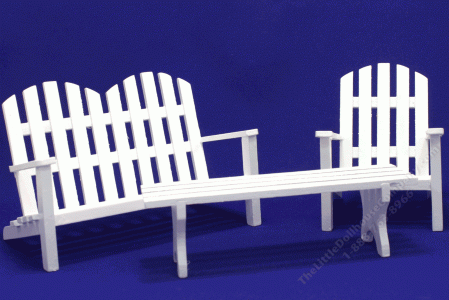 (image for) Miniature 3-Piece Slatted White Garden Furniture Set