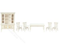 (image for) Miniature White Dining Room Set For Dollhouses(6Pc)