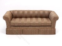 (image for) Miniature Brown Striped Sofa for Dollhouses